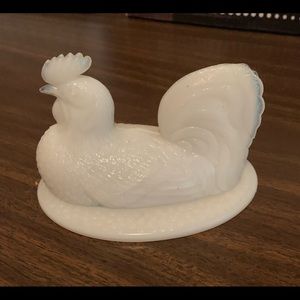 Milk Glass Chicken Lid